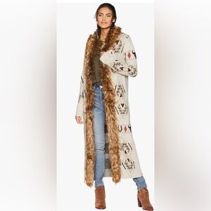 Show Me Your MuMu Geometric Cream and Tan Cardigan